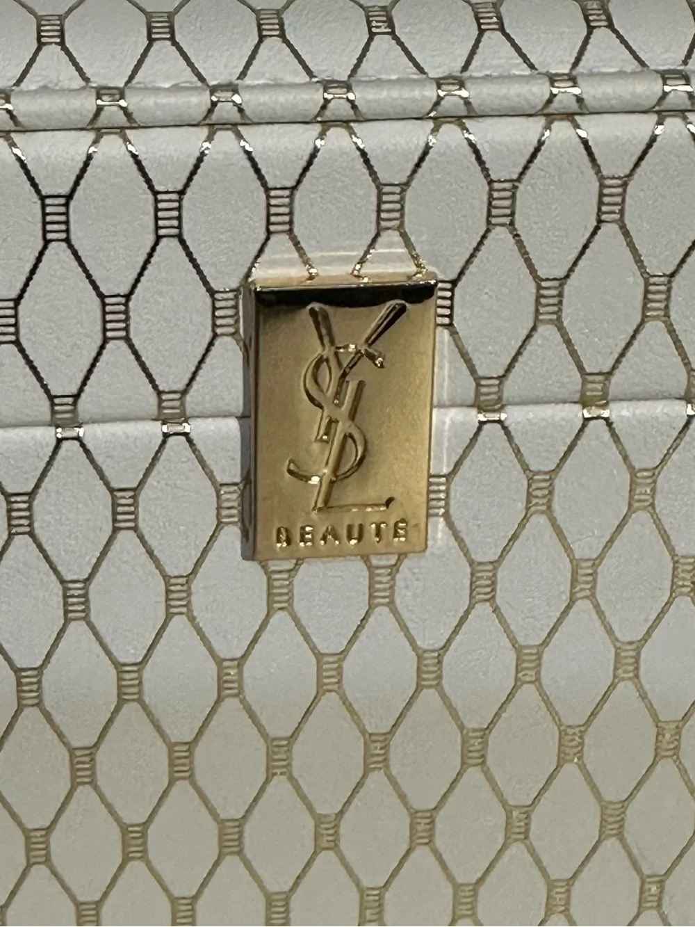 Yves Saint Laurent White and Gold Lattice vanity box